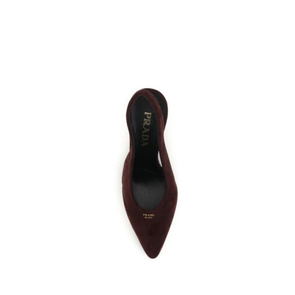 Prada Bordeaux Suede Slingback Pumps