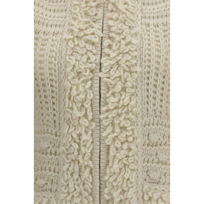 Fendi White Wool-Alpaca Hooded Cable-Knit Gilet