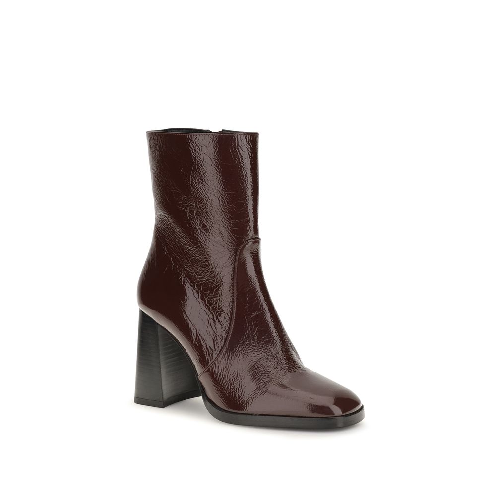 Stuart Weitzman Vera Bordeaux Patent Leather Ankle Boots
