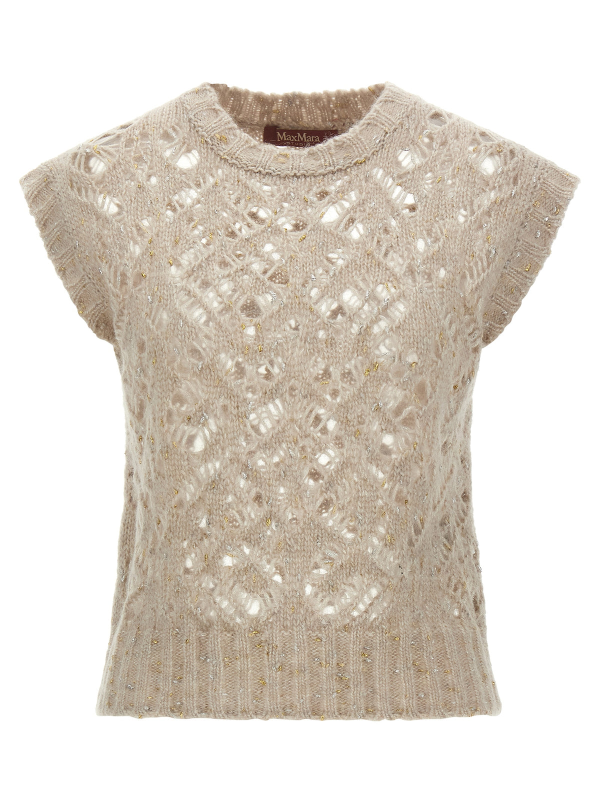 Max Mara Studio Albero Beige Alpaca Perforated Vest