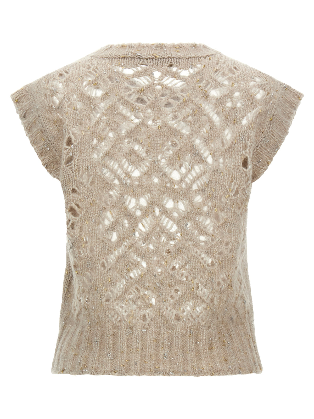 Max Mara Studio Albero Beige Alpaca Perforated Vest