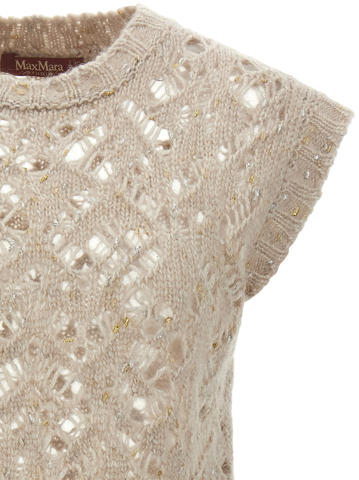 Max Mara Studio Albero Beige Alpaca Perforated Vest