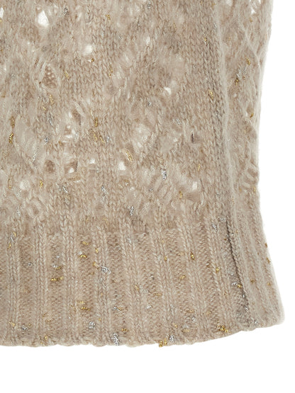 Max Mara Studio Albero Beige Alpaca Perforated Vest