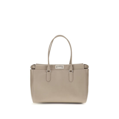 Fendi Peekaboo ISeeU Small Beige Grained Leather Tote Bag