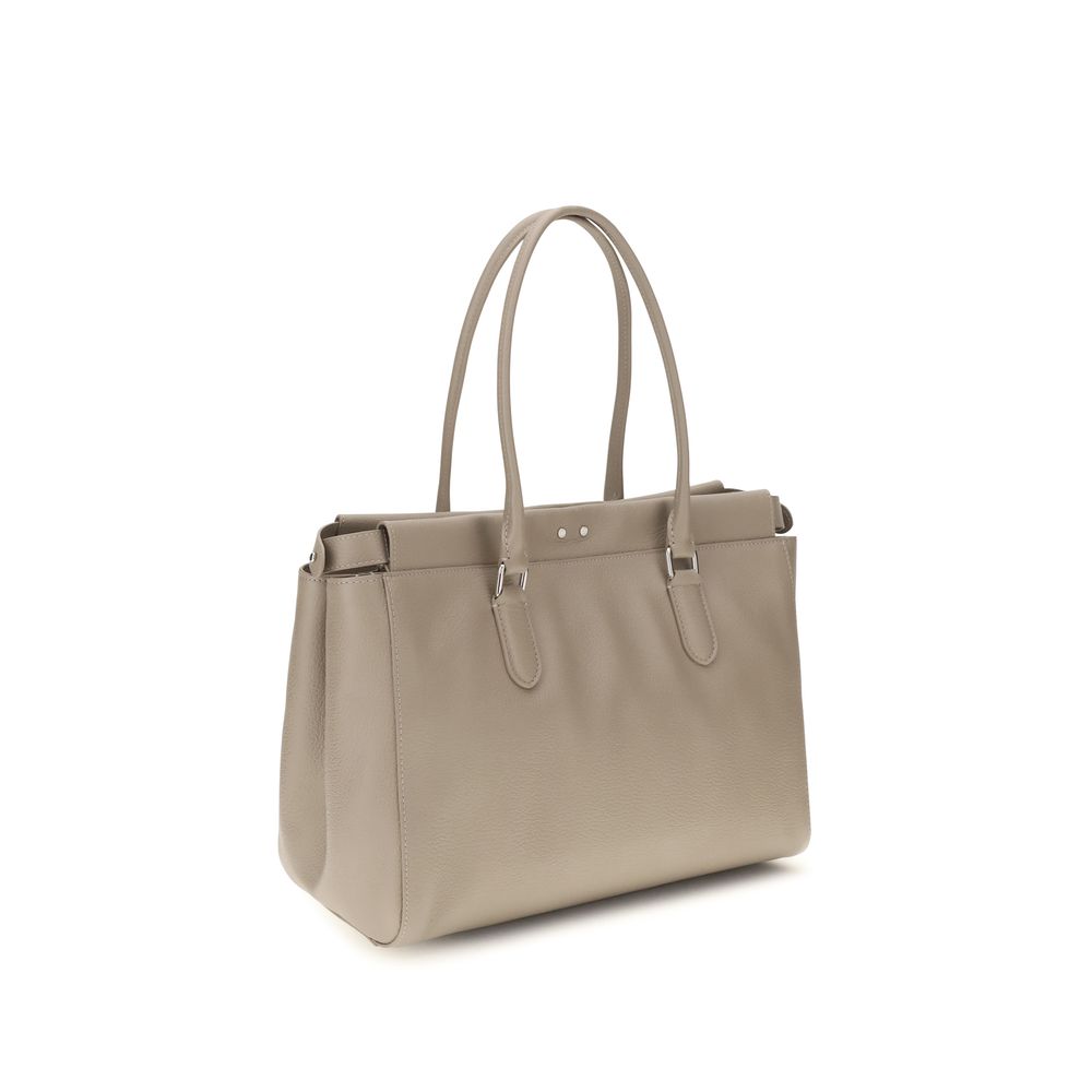 Fendi Peekaboo ISeeU Small Beige Grained Leather Tote Bag