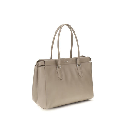 Fendi Peekaboo ISeeU Small Beige Grained Leather Tote Bag