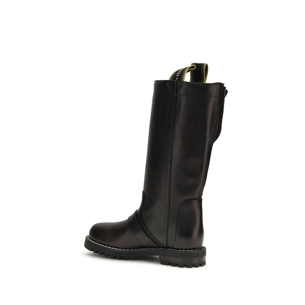 Fendi Glossy Black Calfskin Biker Boots