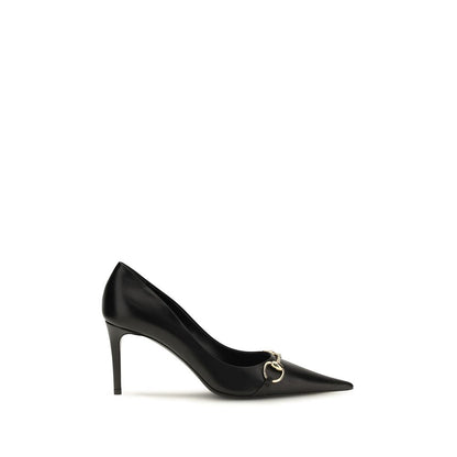 Gucci Donna Black Leather Horsebit Pumps