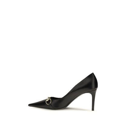 Gucci Donna Black Leather Horsebit Pumps