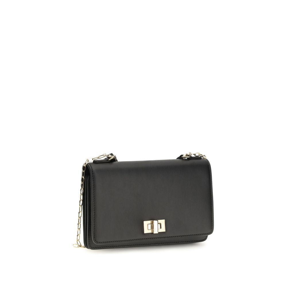 Fendi Peekaboo Black Calfskin Chain Wallet