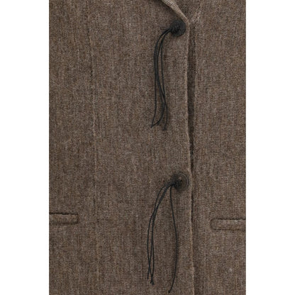 Giorgio Armani Brown Wool Jersey Jacket with Leather Tassels