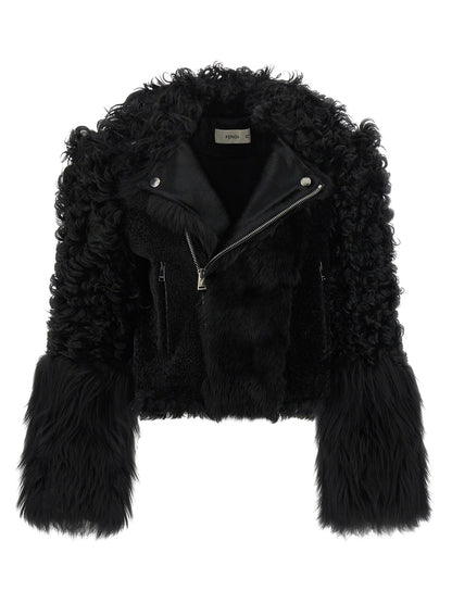 Fendi Blouson Black Lambskin Biker Jacket