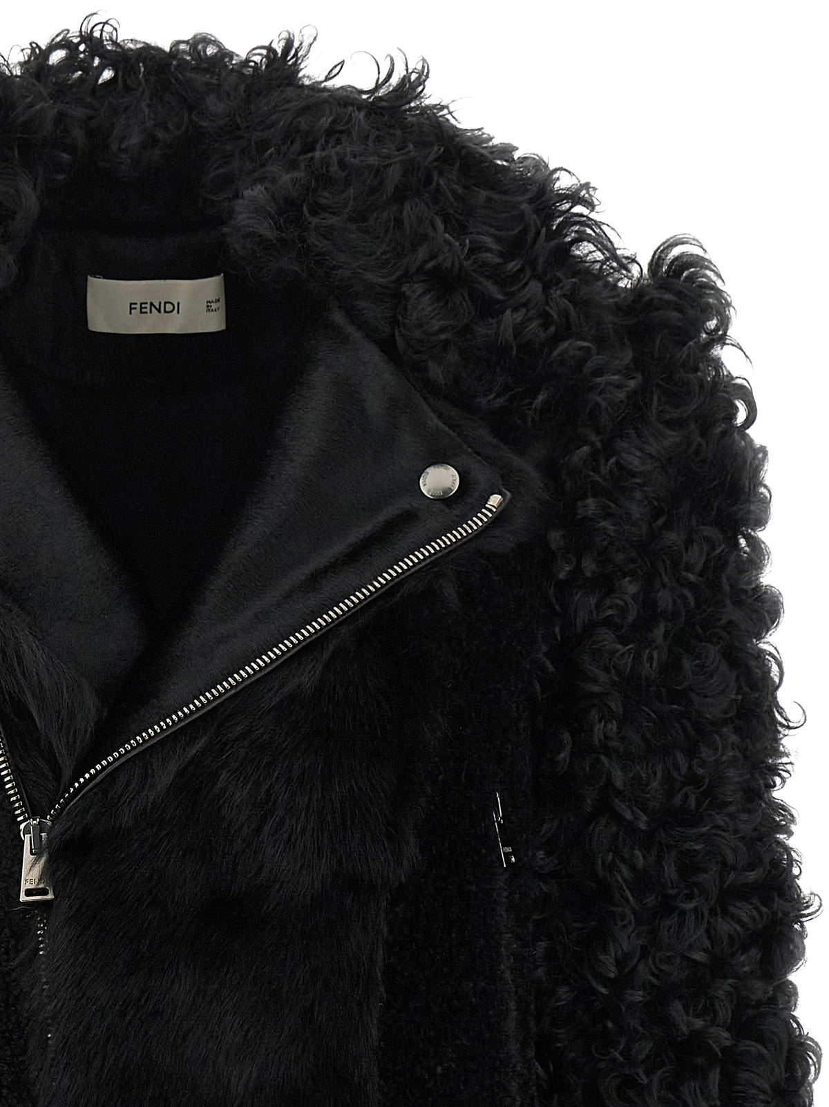 Fendi Blouson Black Lambskin Biker Jacket