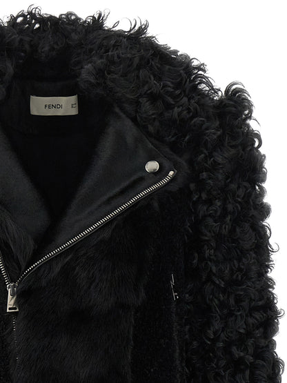 Fendi Blouson Black Lambskin Biker Jacket