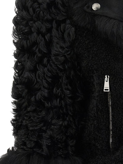 Fendi Blouson Black Lambskin Biker Jacket