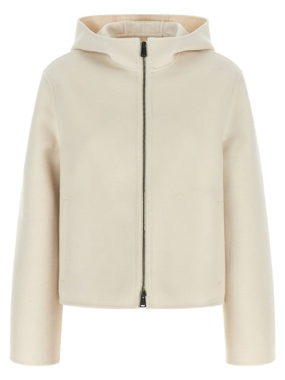 Fendi Blouson FF White Virgin Wool-Silk Jacket