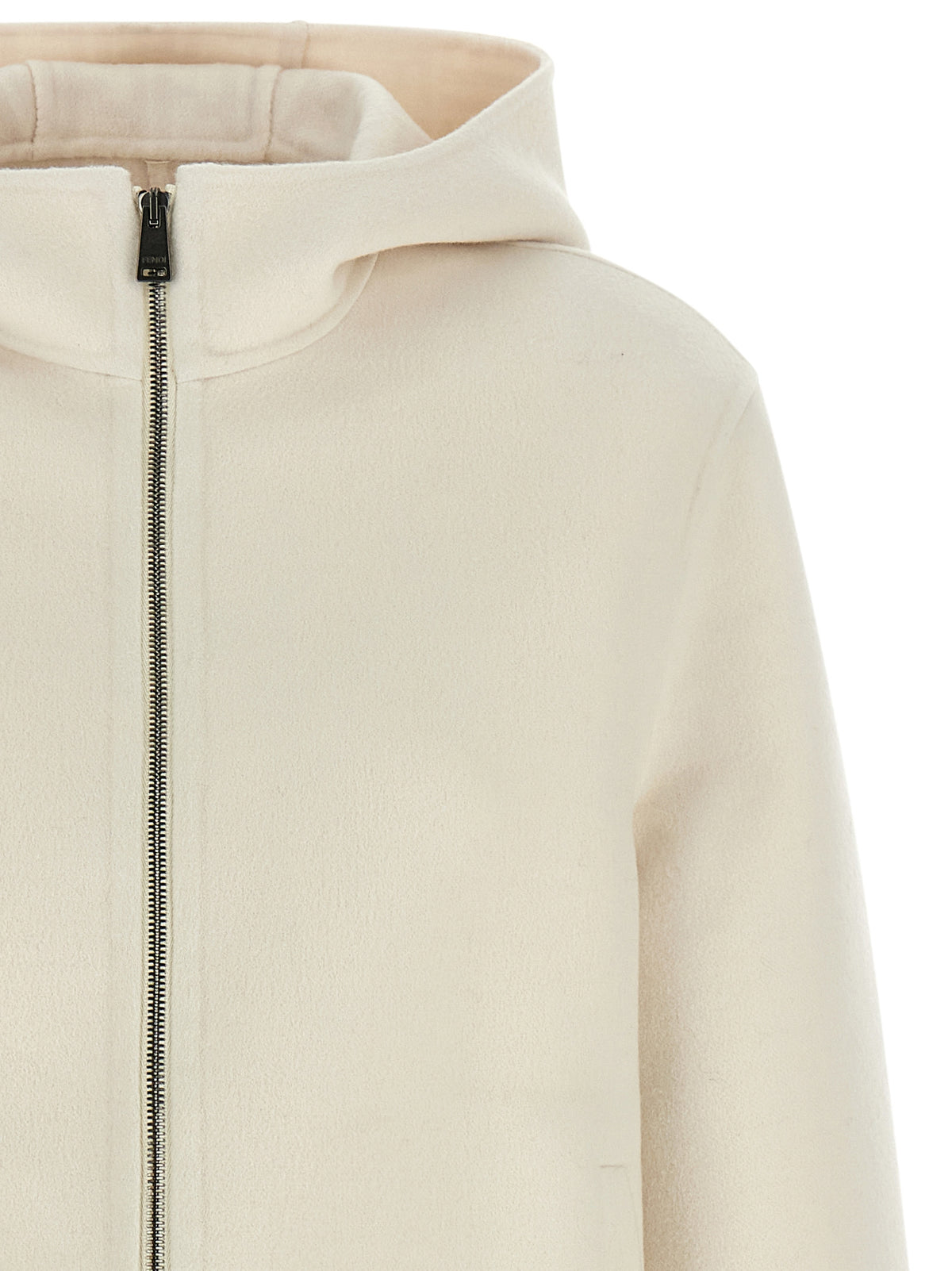 Fendi Blouson FF White Virgin Wool-Silk Jacket