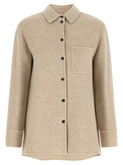 'S Max Mara Cobalto Beige Virgin Wool Cashmere Shirt Jacket
