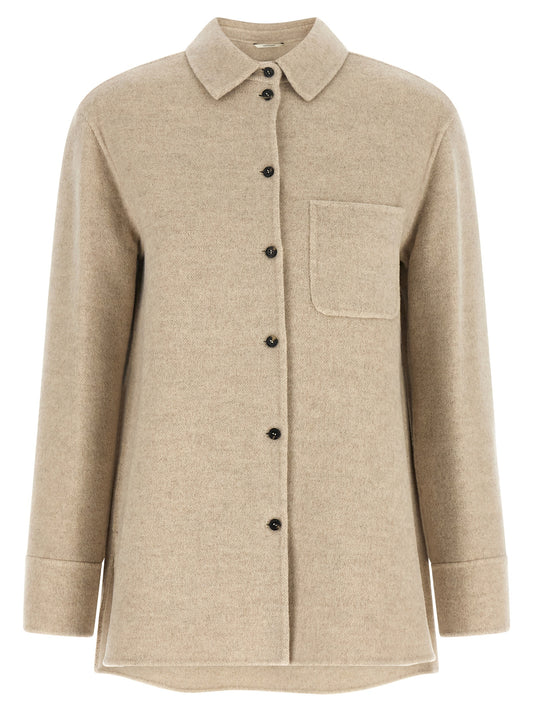 'S Max Mara Cobalto Beige Virgin Wool Cashmere Shirt Jacket