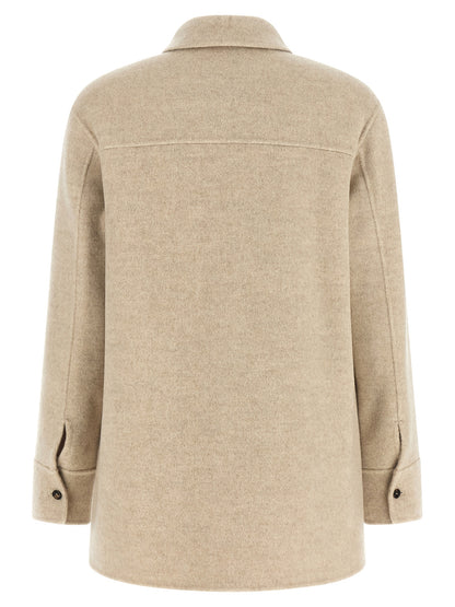 'S Max Mara Cobalto Beige Virgin Wool Cashmere Shirt Jacket