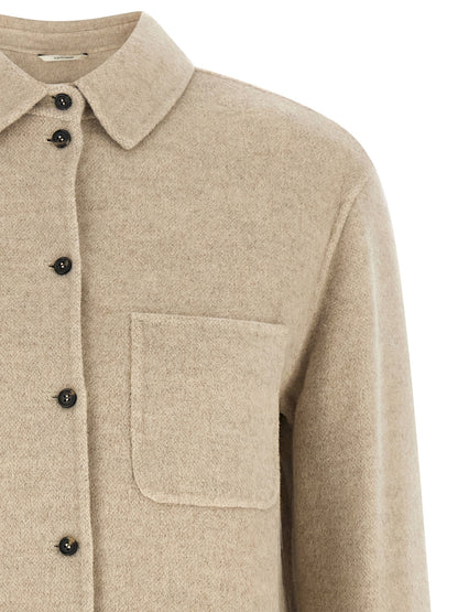 'S Max Mara Cobalto Beige Virgin Wool Cashmere Shirt Jacket