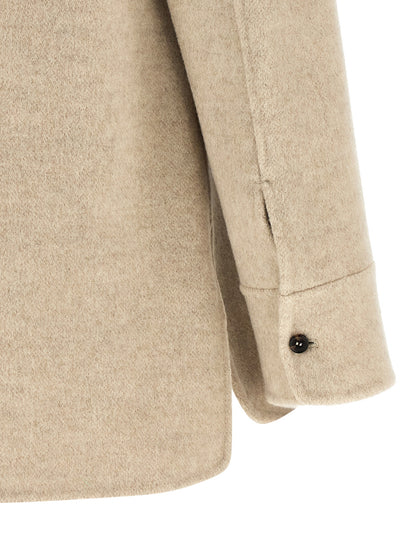 'S Max Mara Cobalto Beige Virgin Wool Cashmere Shirt Jacket