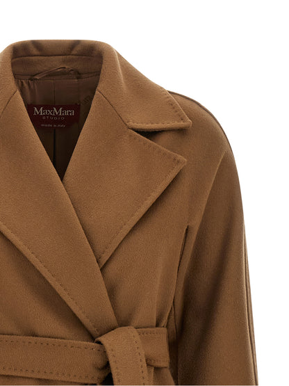 Max Mara Studio Ravenna Beige Virgin Wool Coat