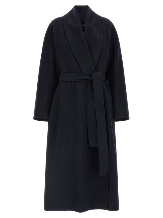 'S Max Mara Manna Blue Virgin Wool Wrap Coat