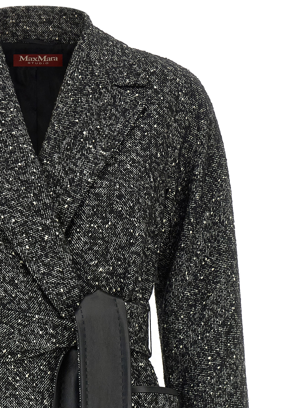 Max Mara Studio Eroso Bicolor Virgin Wool Tweed Coat