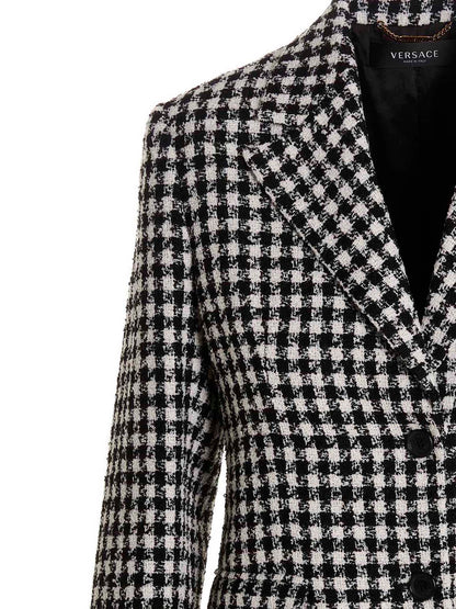 Versace Bicolor Virgin Wool Tweed Blazer