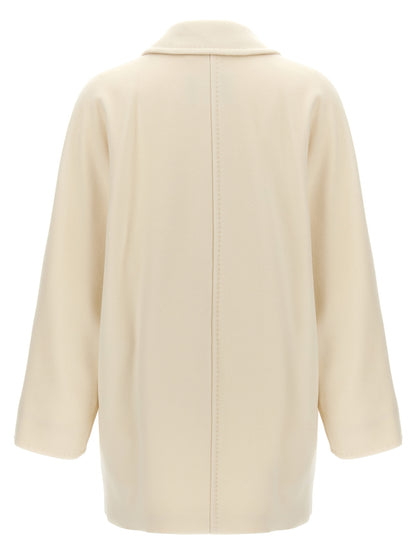 Max Mara 101801 Icon White Virgin Wool-Cashmere Coat