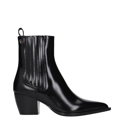 Black Leather Ankle Boots