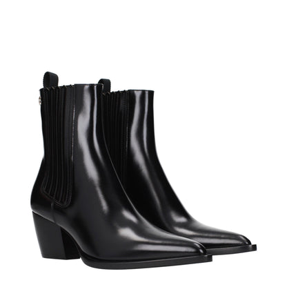 Black Leather Ankle Boots