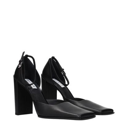 Black Leather High Heel Pumps