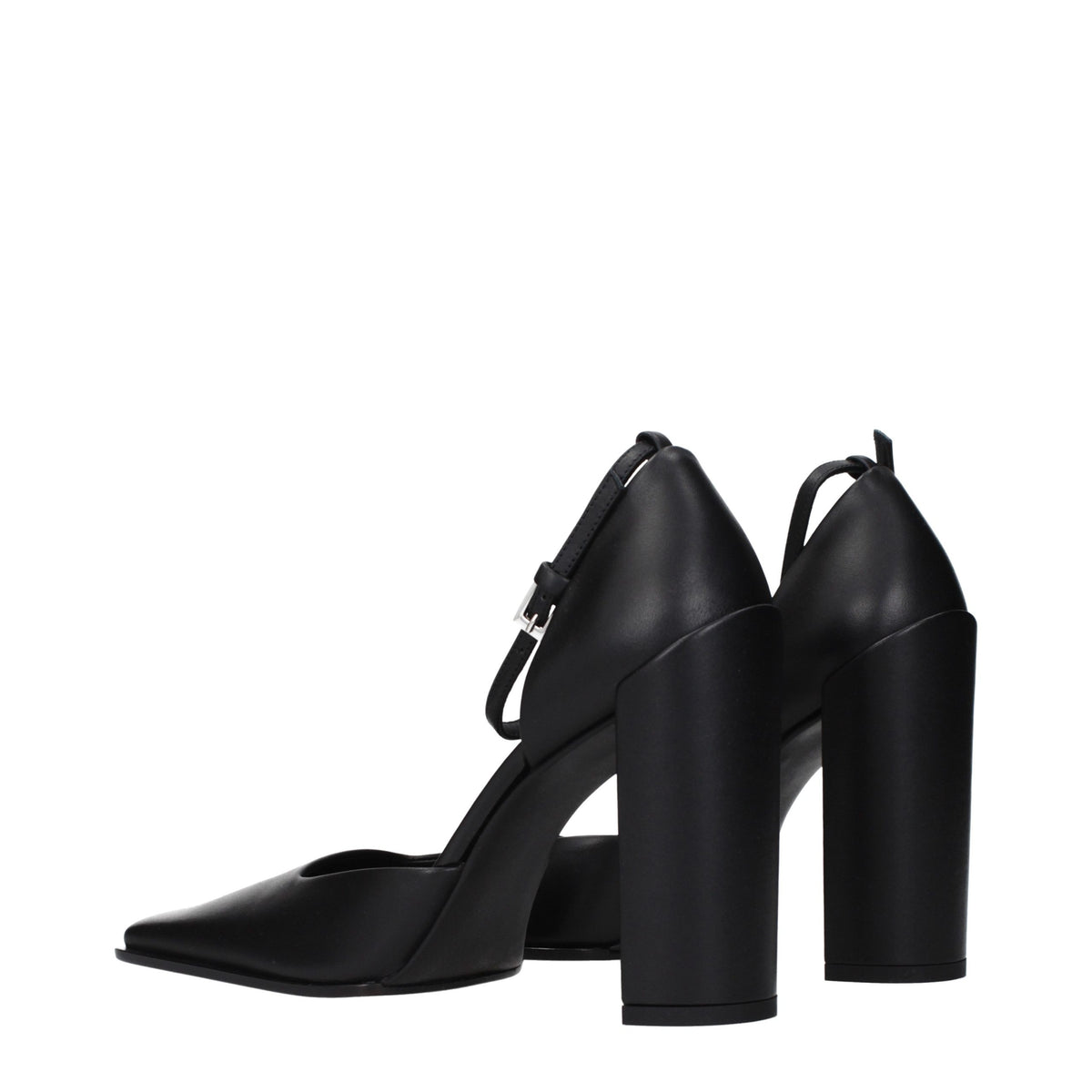 Black Leather High Heel Pumps