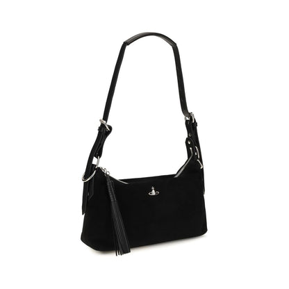 Black Suede Leather Shoulder Bag