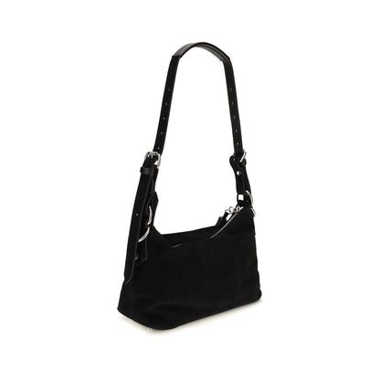 Black Suede Leather Shoulder Bag
