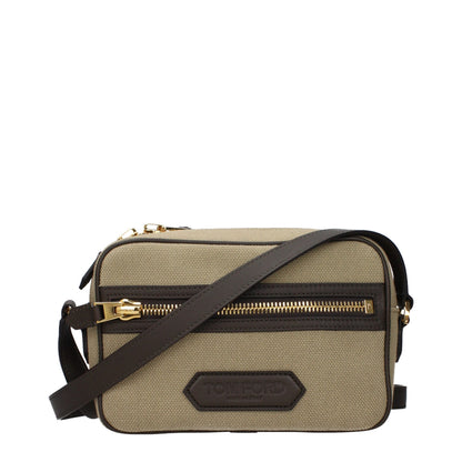 Beige Fabric Crossbody Bag