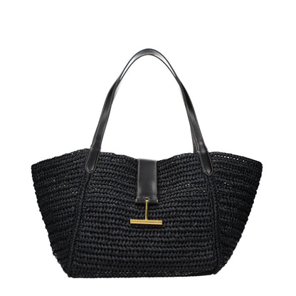 Black Raffia Shoulder Bag