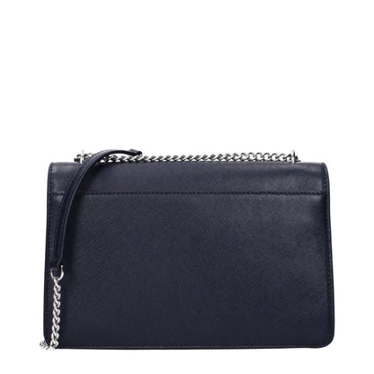 Blue Leather Crossbody Bag