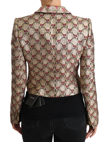Dolce & Gabbana Gold Floral-Sequined Waist-Length Blazer