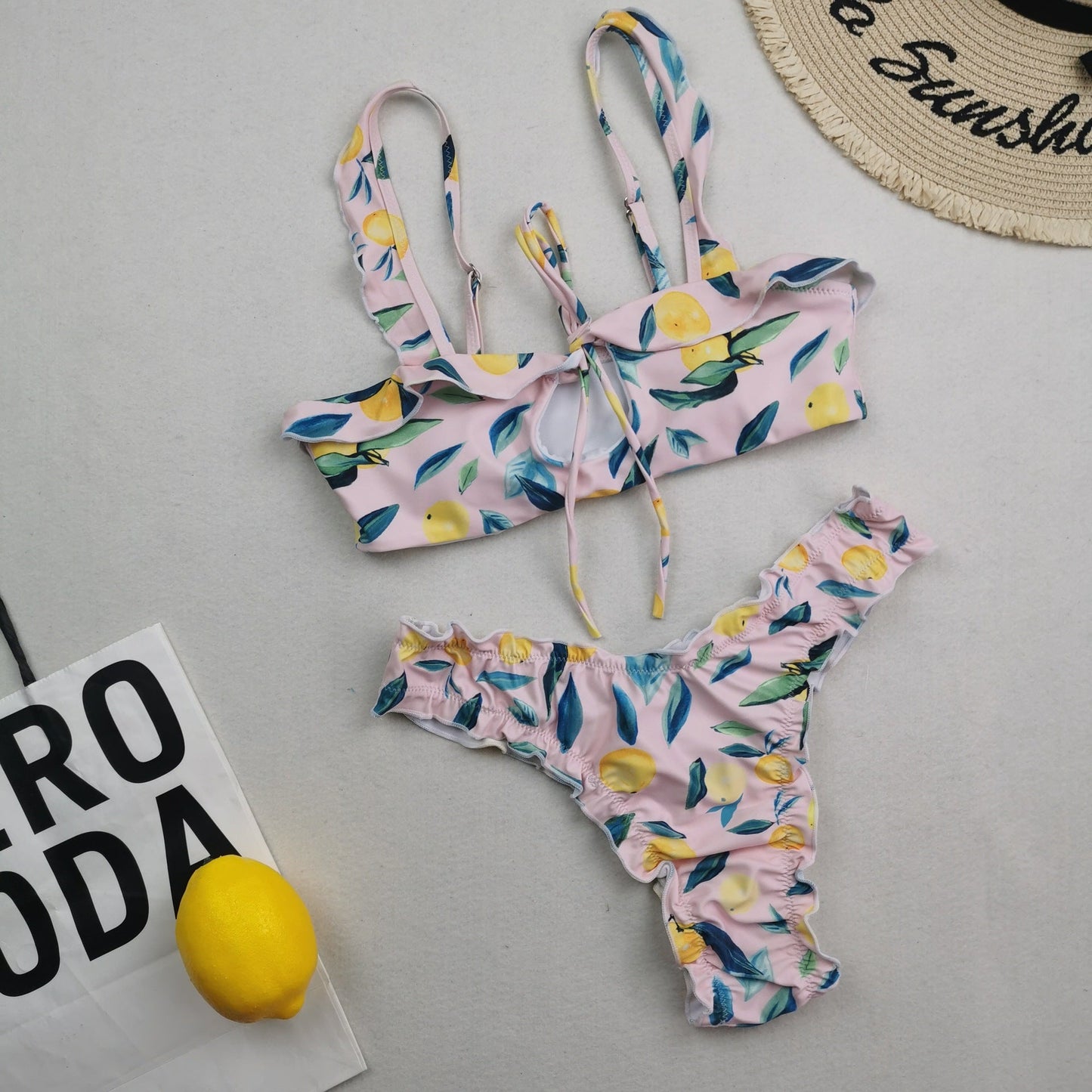 New Multi Color Printed Bikini Fresh Swimsuit Women Lace Split Swimsuit