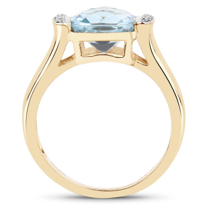 Blue Topaz & White Topaz 14K Gold-Plated Sterling Silver Ring