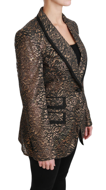 Dolce & Gabbana Gold and Black Floral Lace Blazer