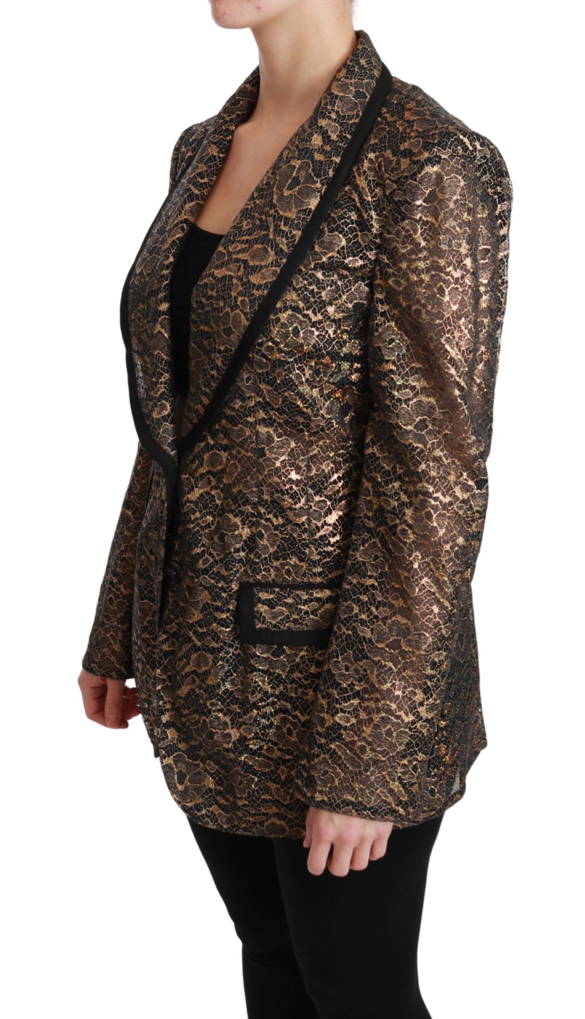Dolce & Gabbana Gold and Black Floral Lace Blazer