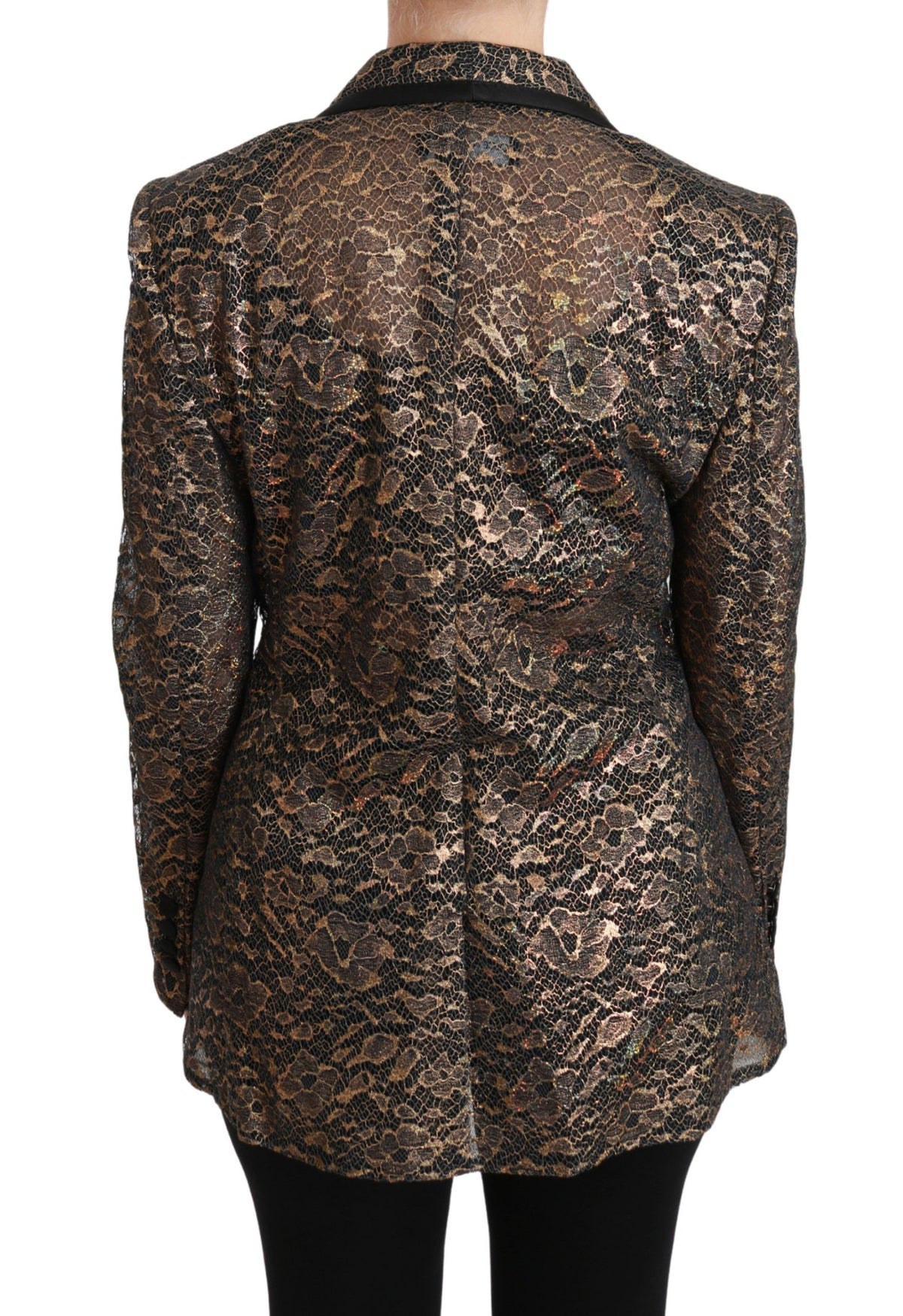Dolce & Gabbana Gold and Black Floral Lace Blazer