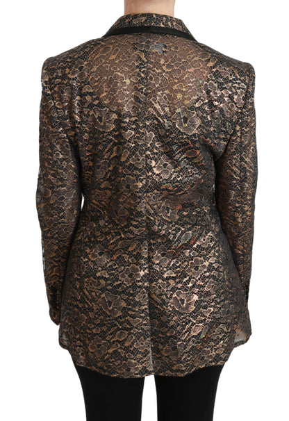 Dolce & Gabbana Gold and Black Floral Lace Blazer