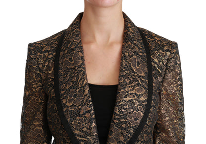 Dolce & Gabbana Gold and Black Floral Lace Blazer