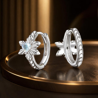 Sterling Silver White Gold Plated Transparent Glass Earrings