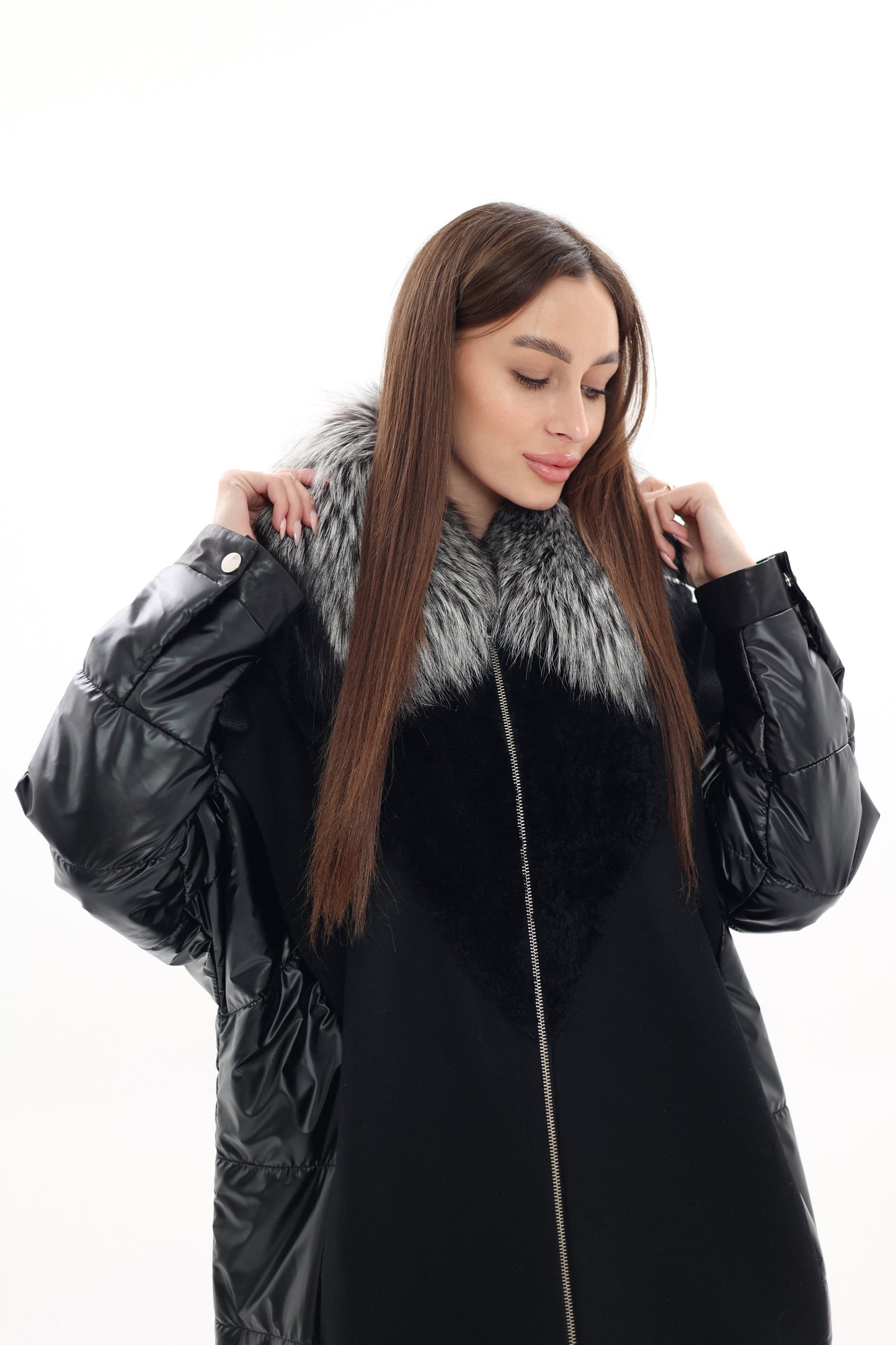 Silver Fox Fur Italian Cashmere Wool Freudenberg Comfortemp® Coat